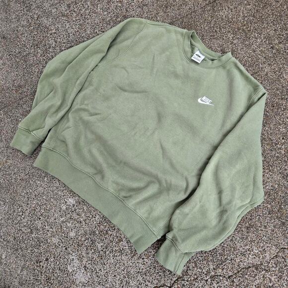 Vtg Y2k NIKE Embroidered Swoosh Spellout Logo Pistachio Athletic Sweatshirt Med - Picture 2 of 5
